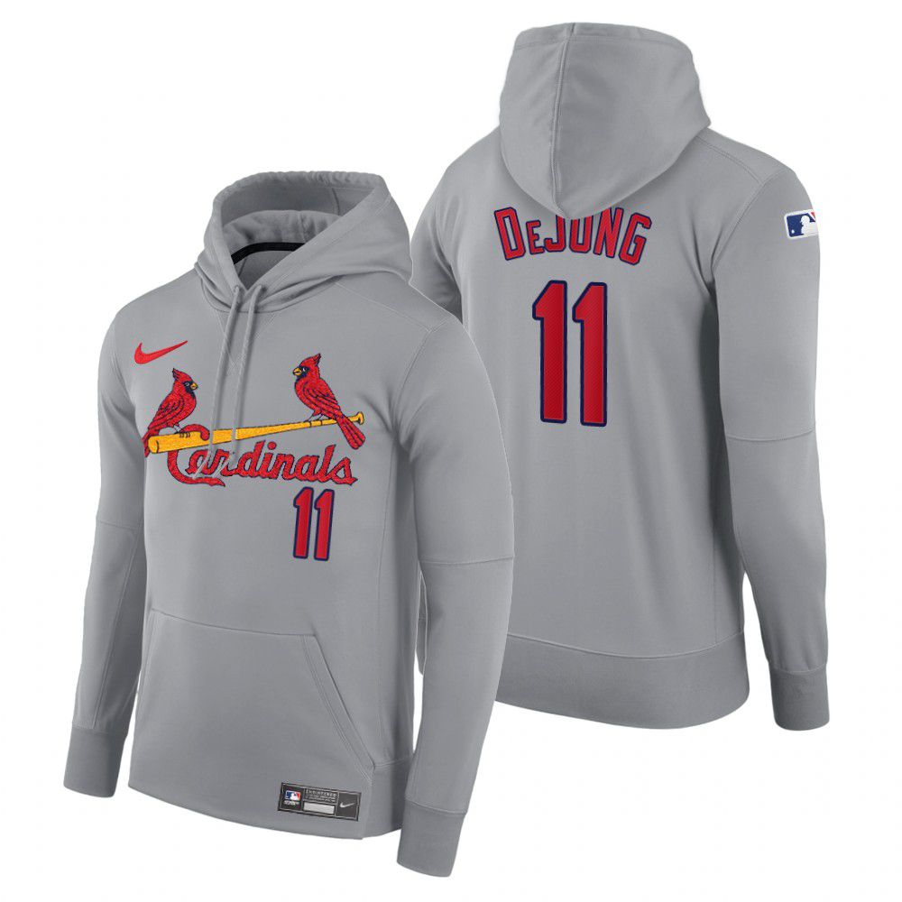 Men St.Louis Cardinals #11 Dejung gray road hoodie 2021 MLB Nike Jerseys